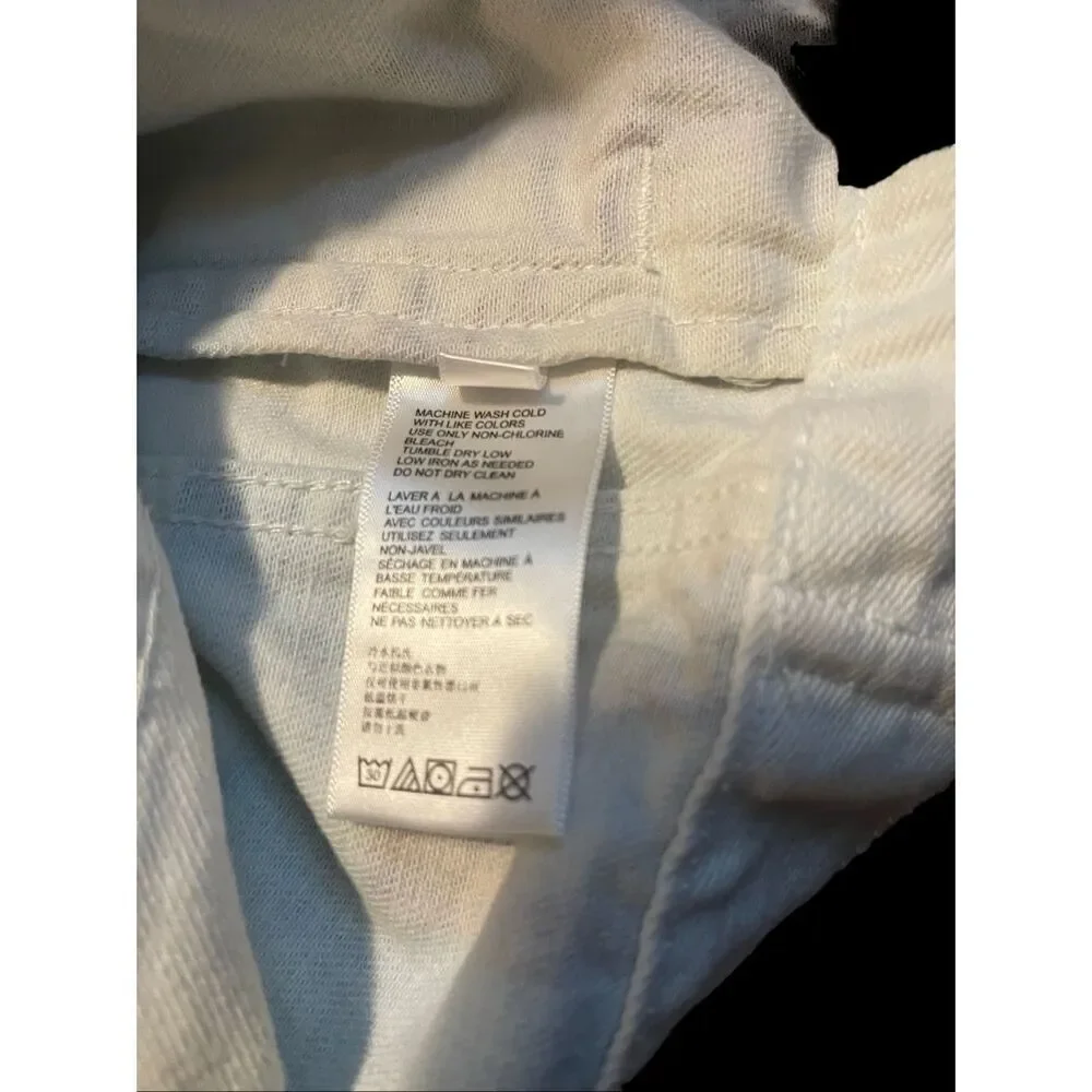 BDG Urban Outfitters Mens White Blue Graphic Print Oversized Denim Jacket Small